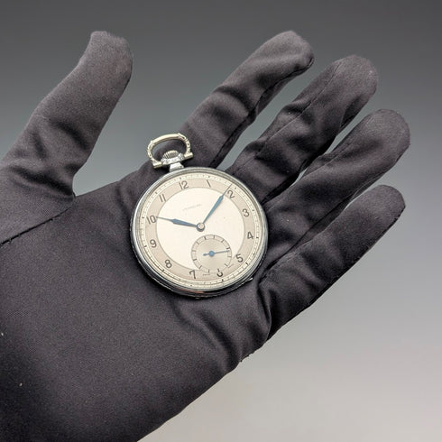 古董瑞士 LANCO 懷錶裝飾藝術合金錶殼,運作良好